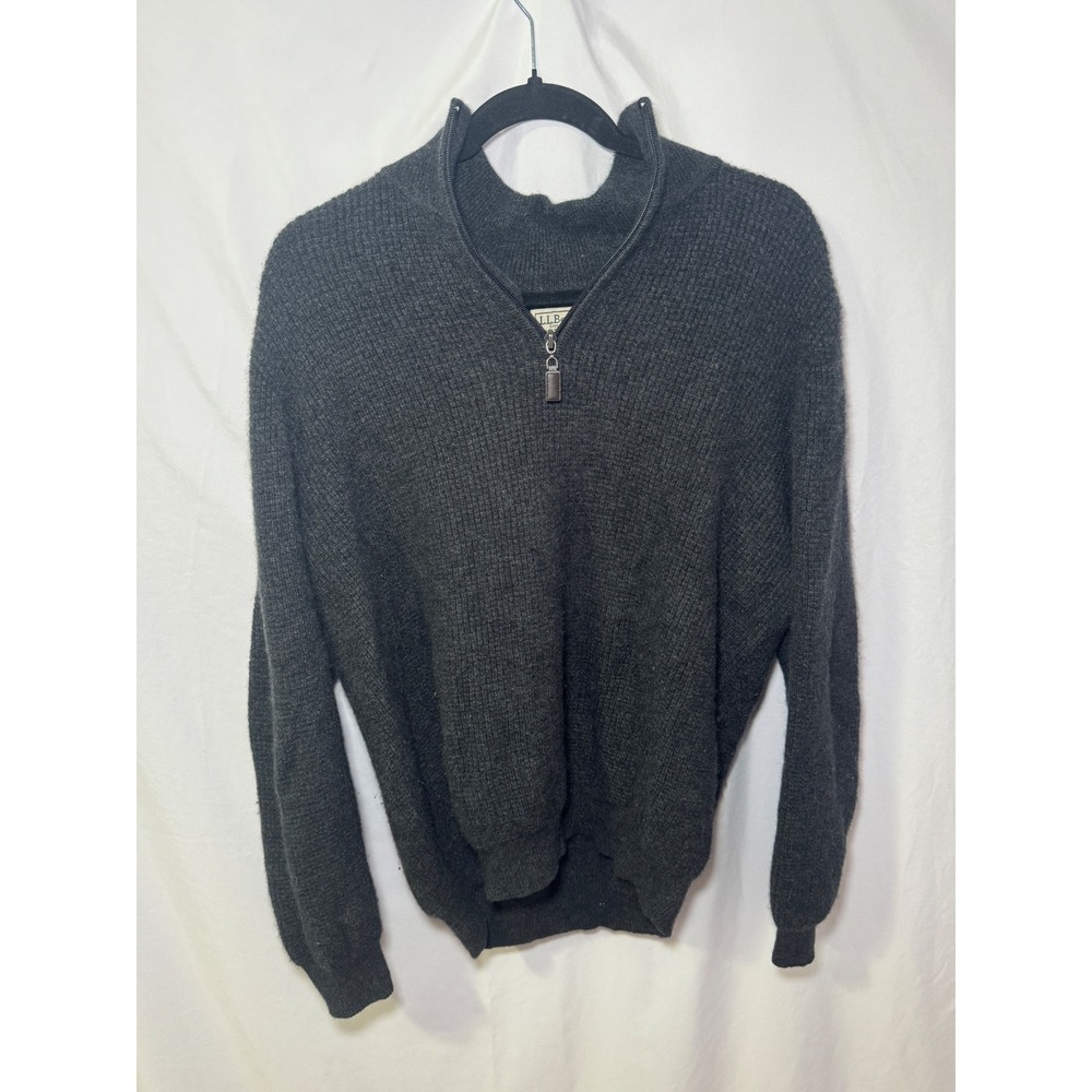 L.L.Bean Quarter Zip Sweater Mens XL Charcoal 100% Cashmere Quiet Luxury Preppy